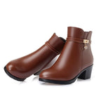 Bottines marron en PU munies d’un talon