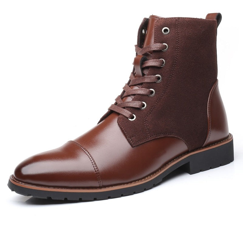 Bottines marron en simili PU à lacets