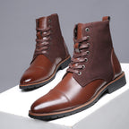 Bottines marron en similicuir PU lacées