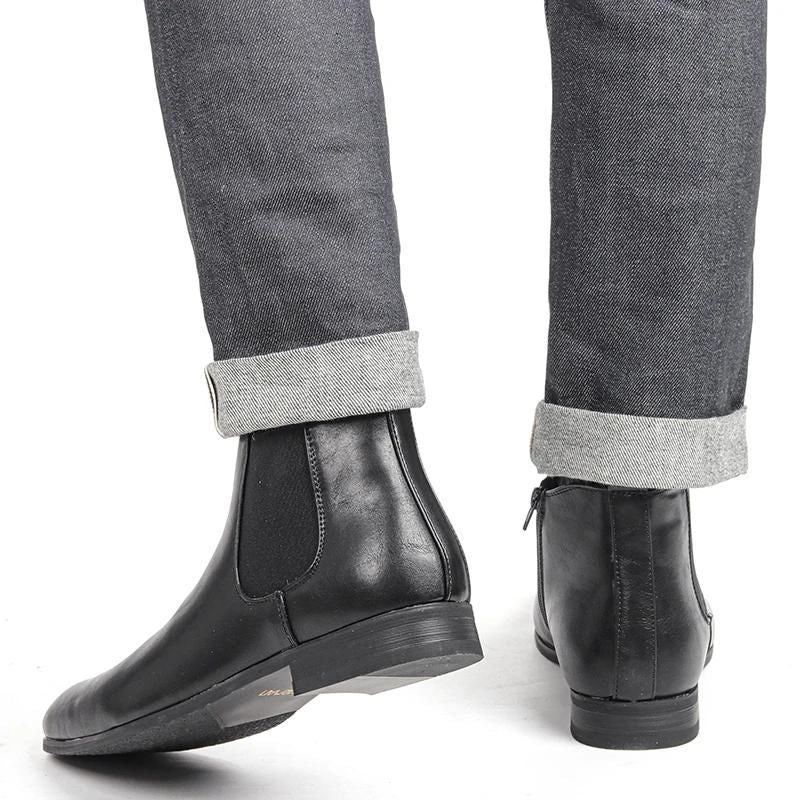 Bottines masculines zippées en PU