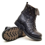 Bottines motard en cuir pour homme