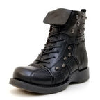 Bottines moto en cuir pour homme
