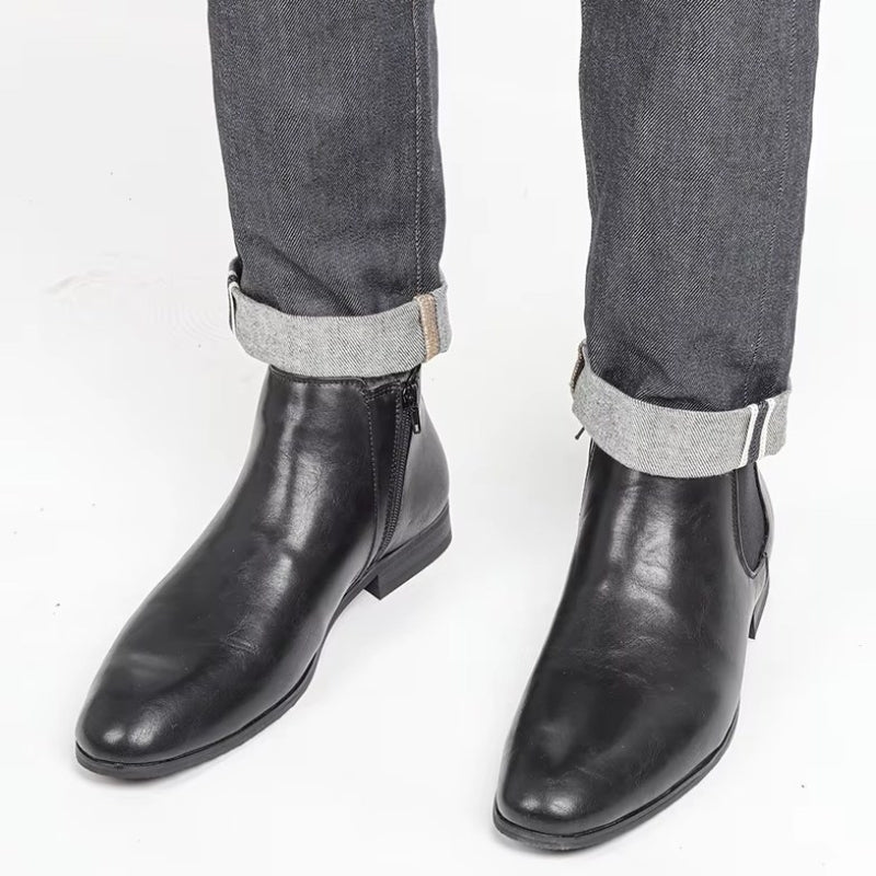Bottines pour homme zippées conçues en PU