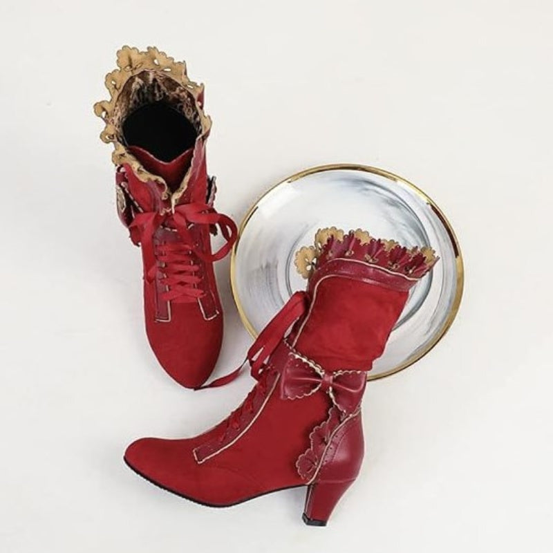 Bottines rouges d’inspiration steampunk