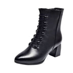 Bottines steampunk noires en PU à boutons