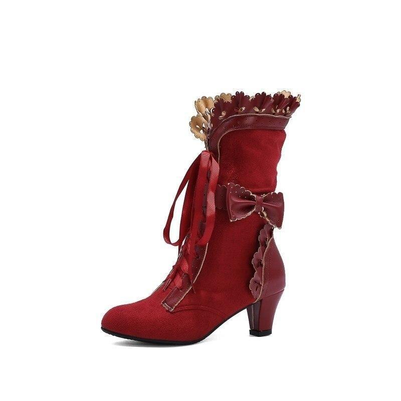 Bottines steampunk rouges