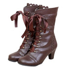 Bottines style victorien à lacets steampunk