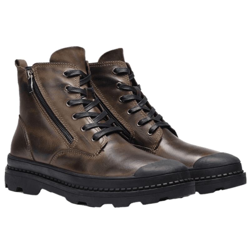 Bottines vintage en cuir pour homme