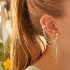 Boucle d'oreille avec chaîne et clip steampunk
