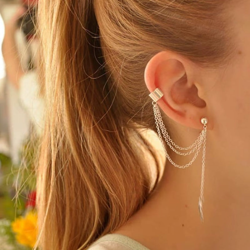 Boucle d'oreille avec chaîne et clip steampunk