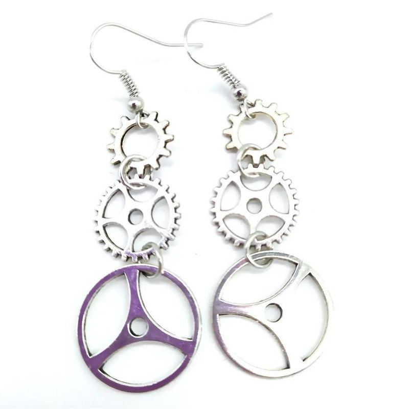 Boucles avec pendentif d'inspiration steampunk