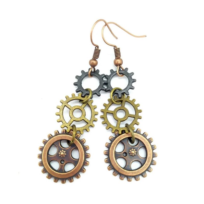 Boucles d'oreilles avec pendentifs steampunk