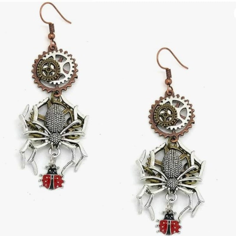 Boucles d’oreilles araignée steampunk