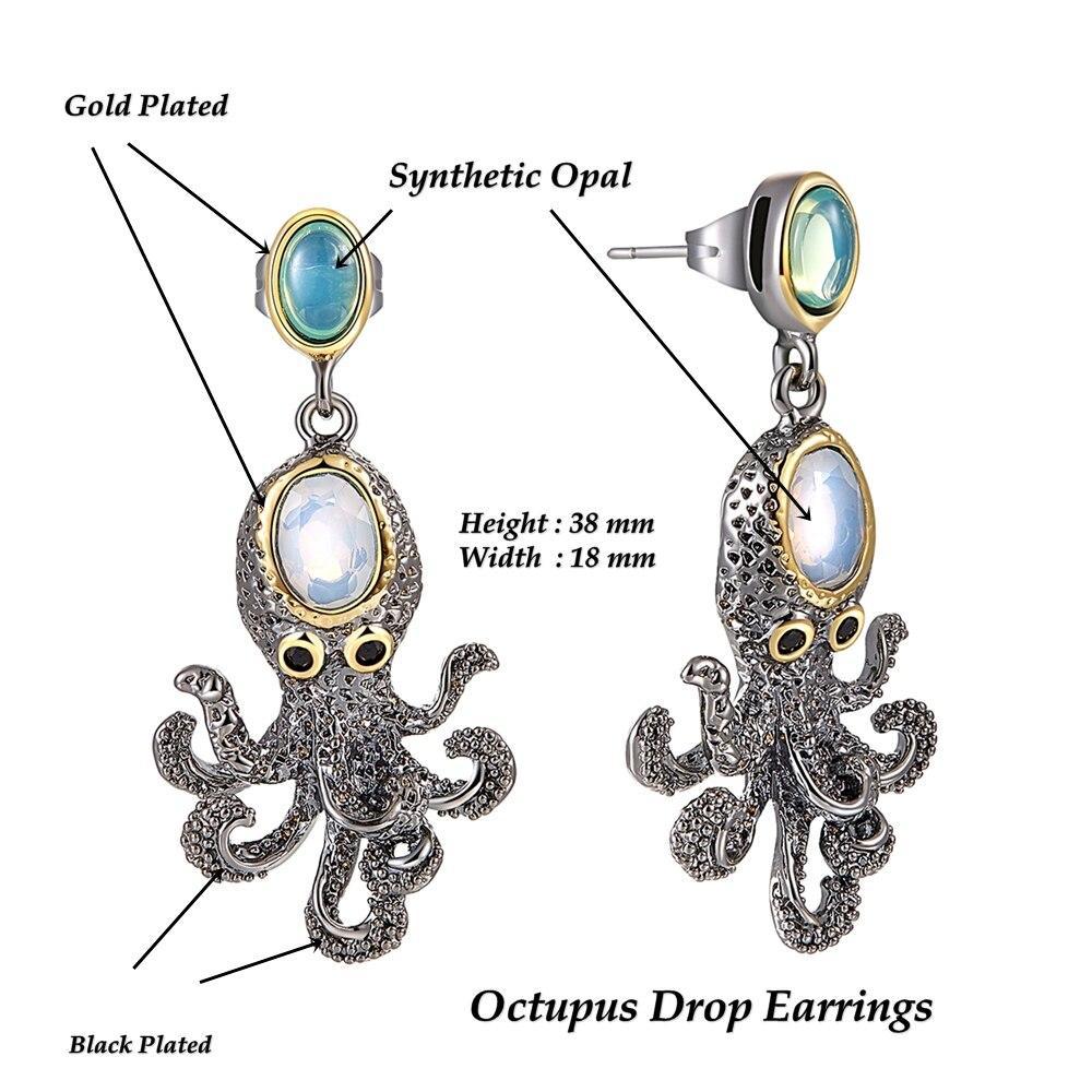 Boucles d’oreilles au poulpe steampunk