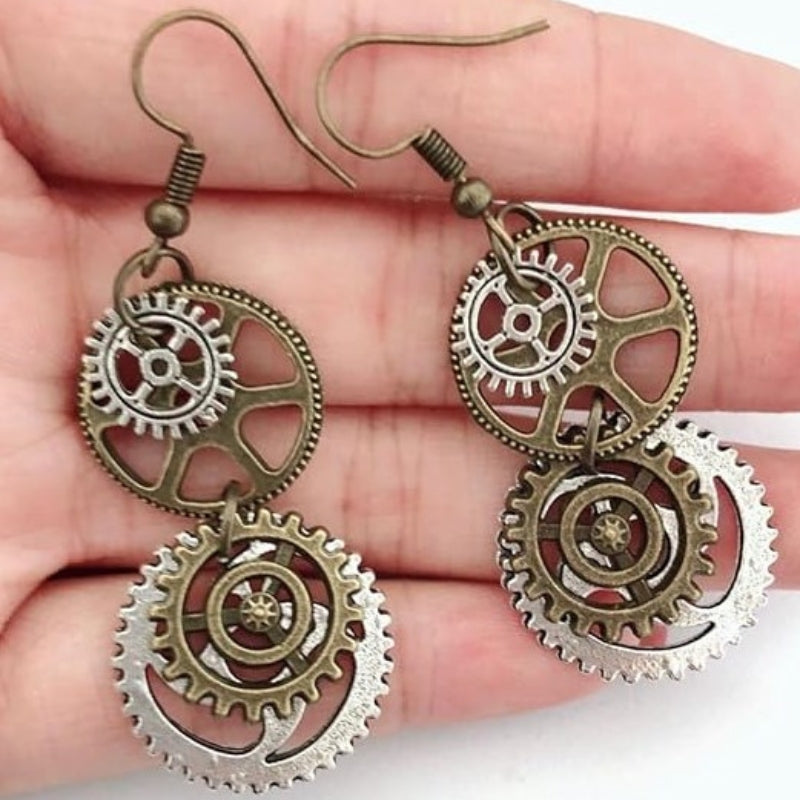 Boucles d’oreilles steampunk à engrenage