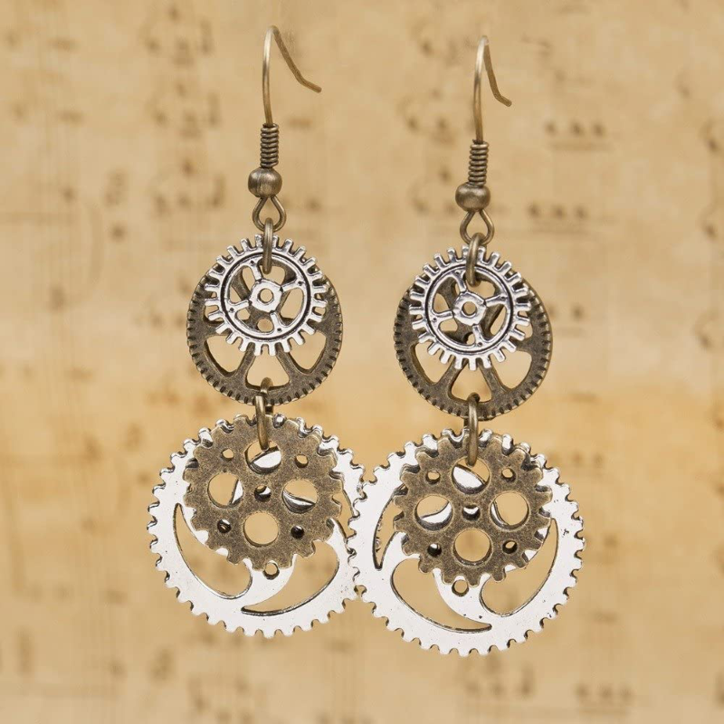 Boucles d’oreilles steampunk motif engrenage