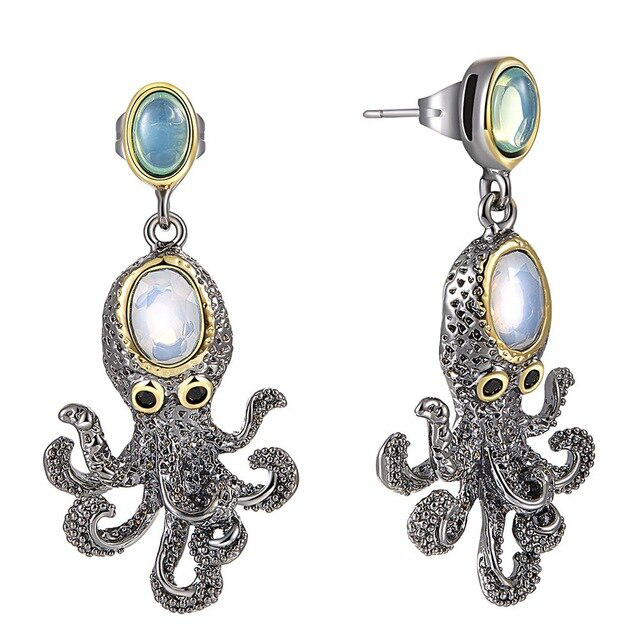 Boucles d’oreilles steampunk motif poulpe