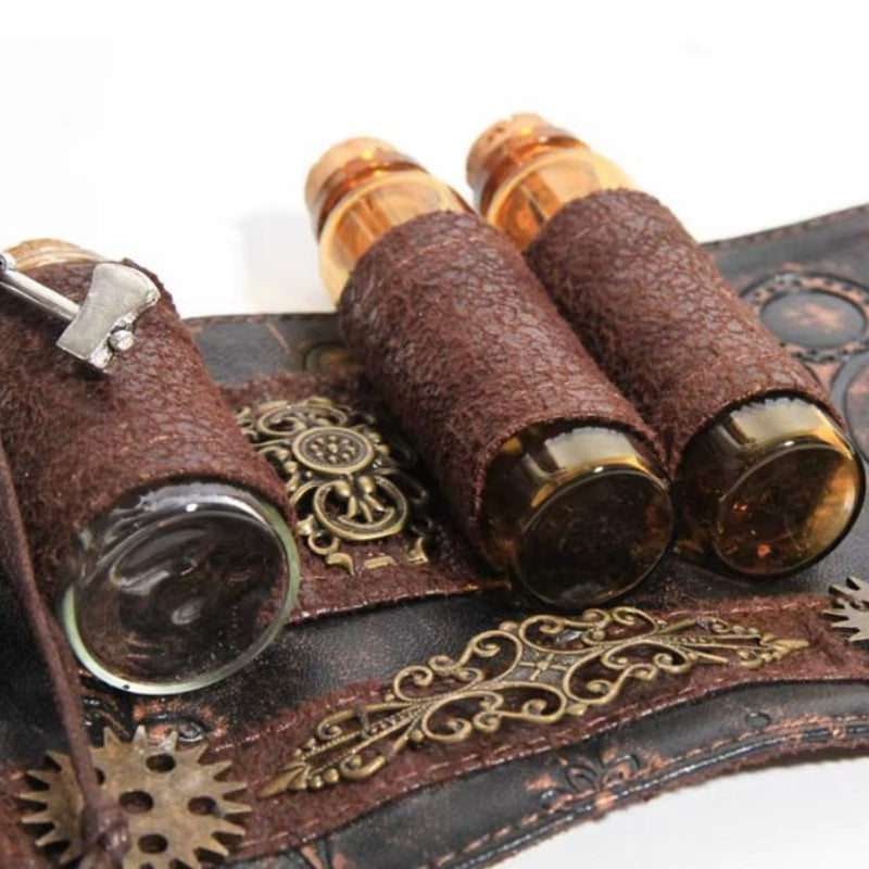 Brassard d’inspiration steampunk avec fiole