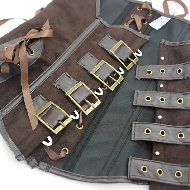 Bustier en simili esprit steampunk