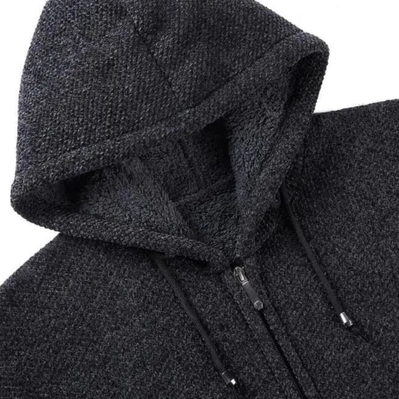 Cardigan masculin muni d’une capuche