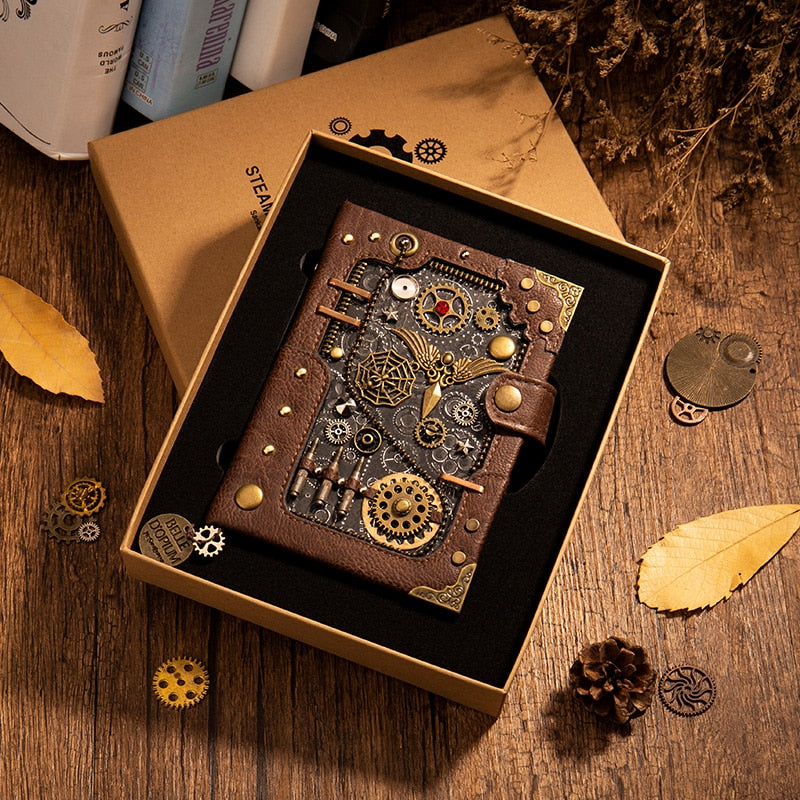 Carnet en PU de style steampunk