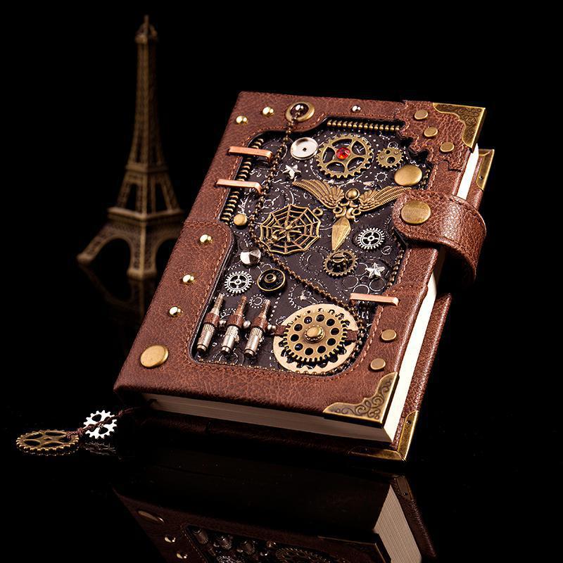 Carnet fabriqué en PU, esprit steampunk