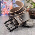Ceinture en cuir marron vieilli