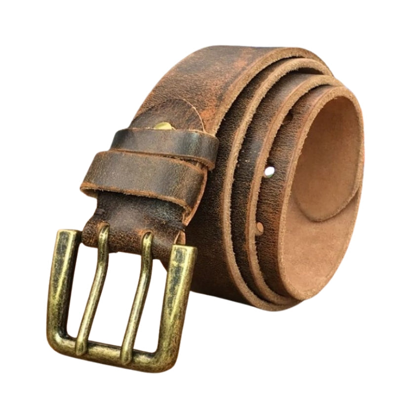 Ceinture marron en cuir vieilli