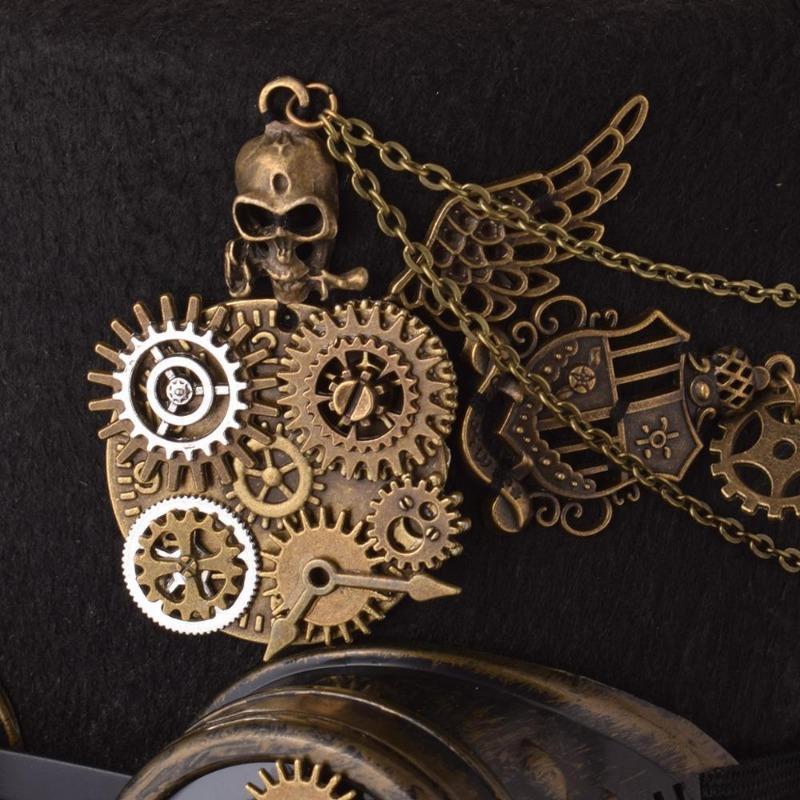Chapeau avec chaîne d'esthétique steampunk