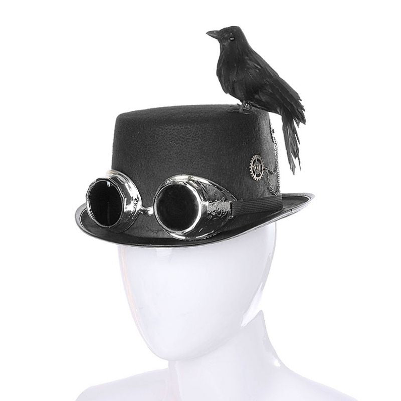 Chapeau avec oiseau style steampunk