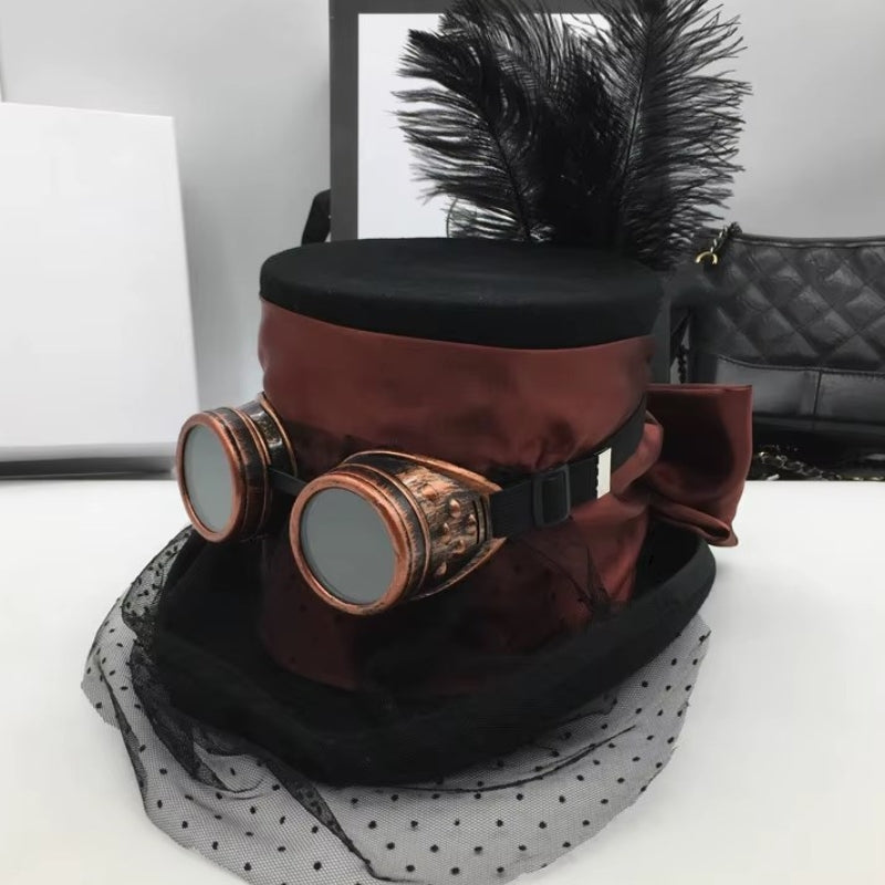 Chapeau avec voile d'inspiration steampunk