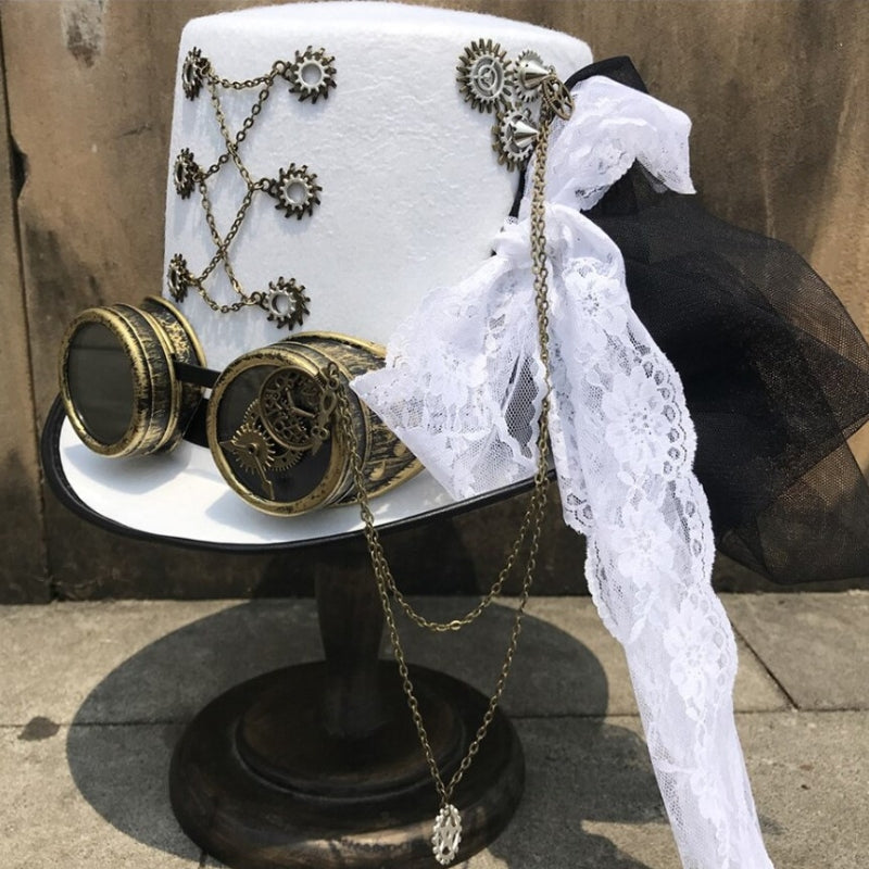 Chapeau blanc de style steampunk