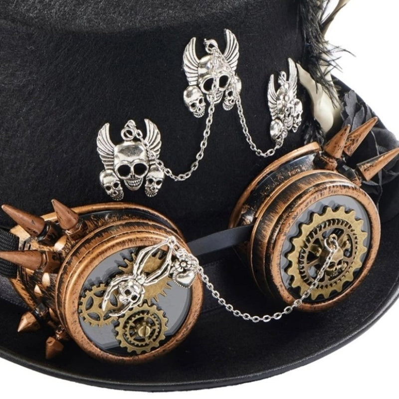Chapeau de style steampunk avec tête de mort