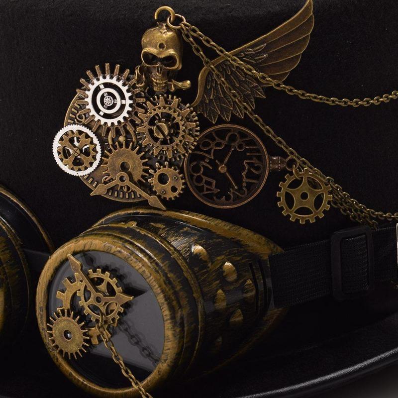 Chapeau de style steampunk muni de lunettes