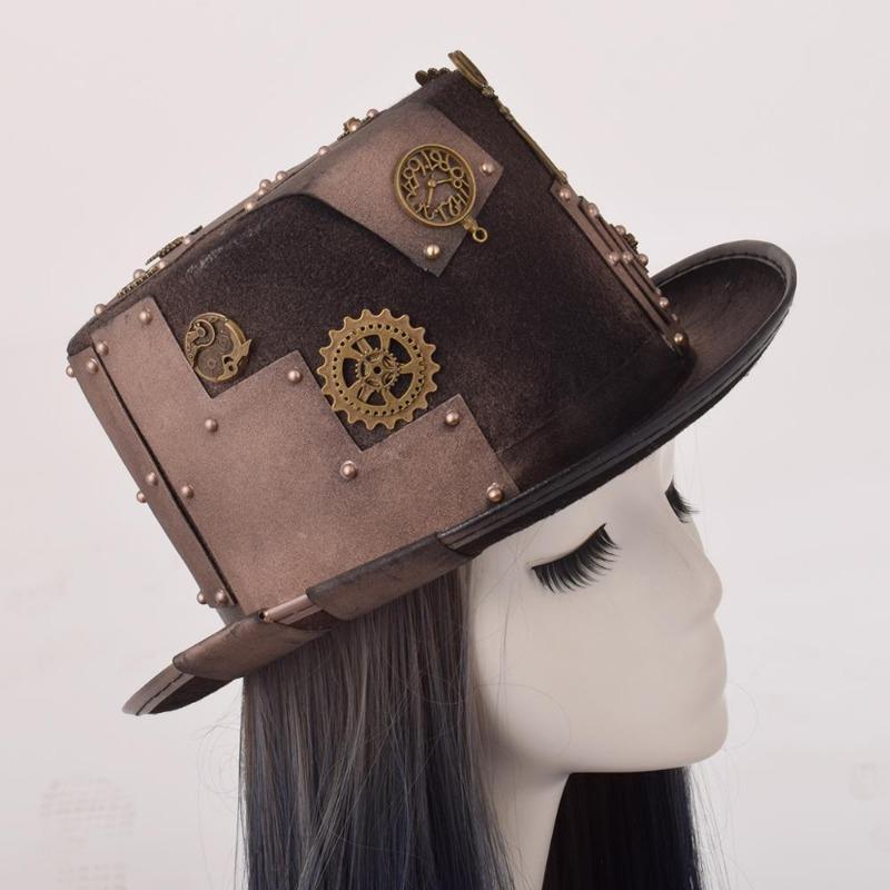 Chapeau marron de style steampunk