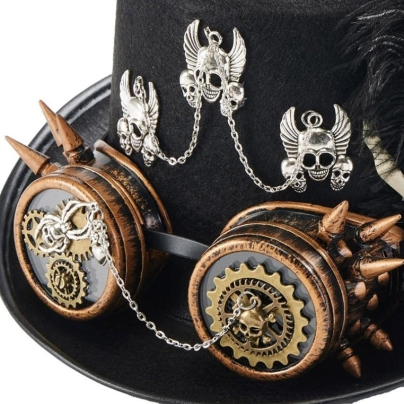 Chapeau steampunk à motif tête de mort