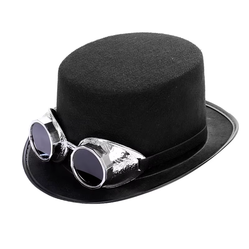 Chapeau steampunk avec lunettes de soudure