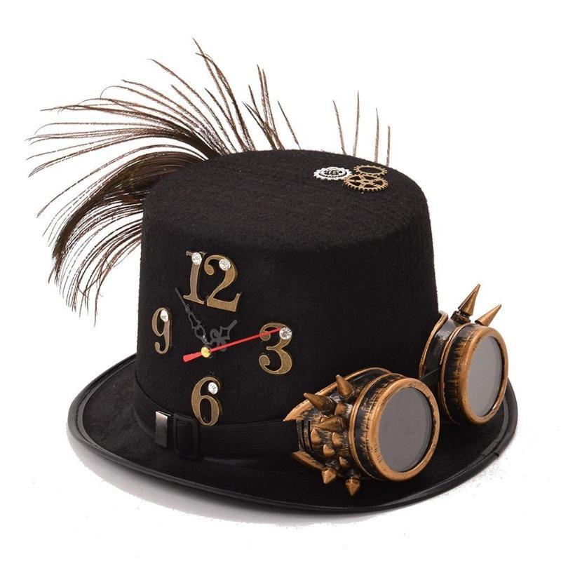 Chapeau steampunk orné d’une plume