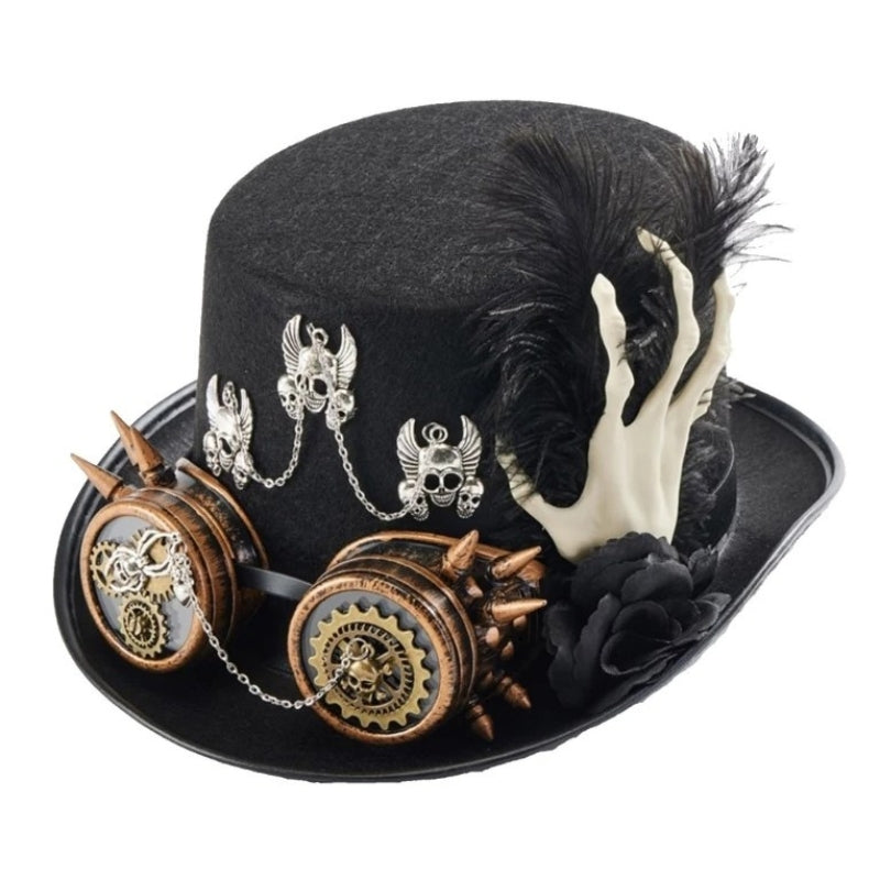 Chapeau steampunk tête de mort