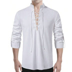 Chemise à col lacé pour homme