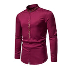 Chemise à col Mao avec broderies