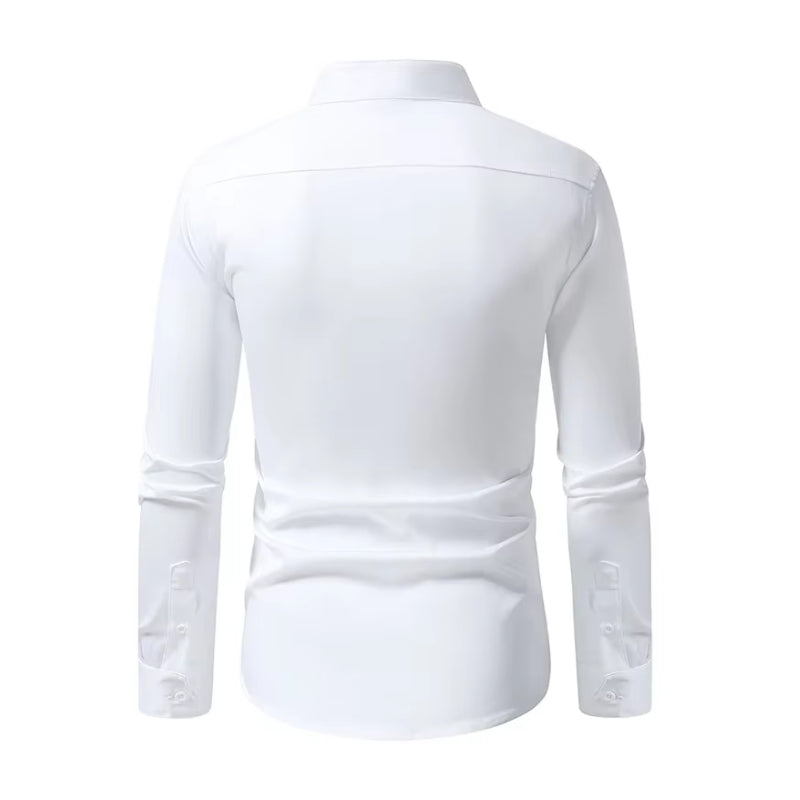 Chemise à col Mao décorée de broderies