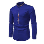 Chemise à col Mao finement brodée