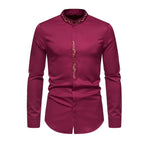 Chemise à col Mao ornée de broderies
