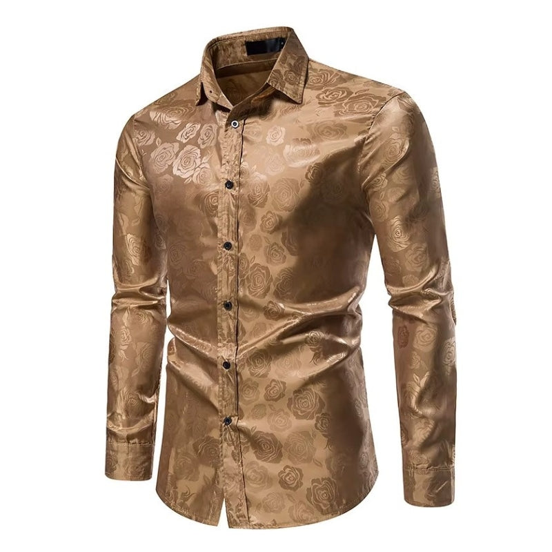 Chemise à fleur dorée pour homme
