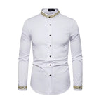 Chemise avec broderies et col Mao