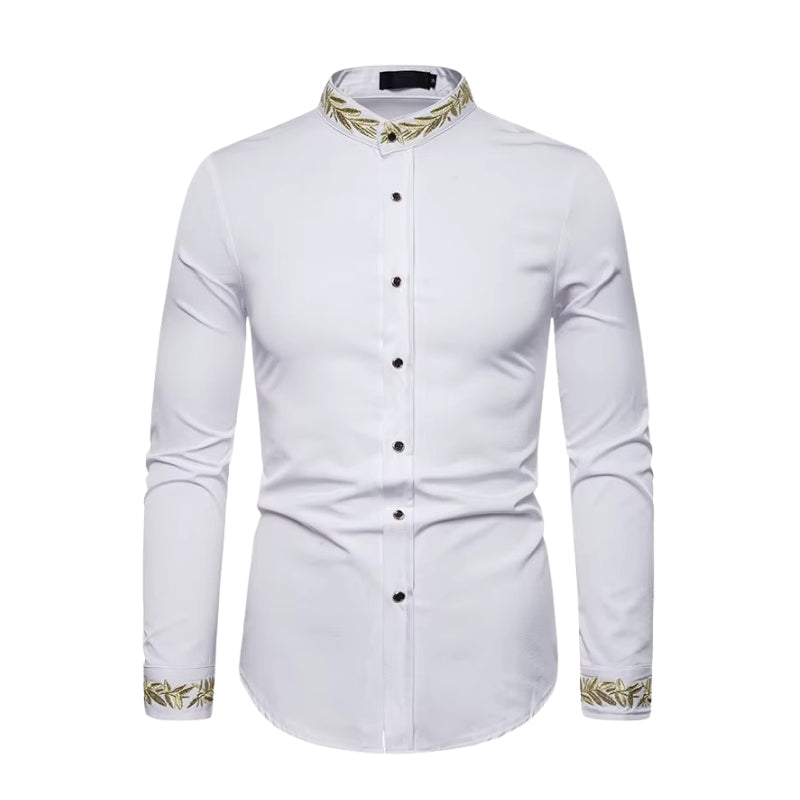 Chemise avec broderies et col Mao