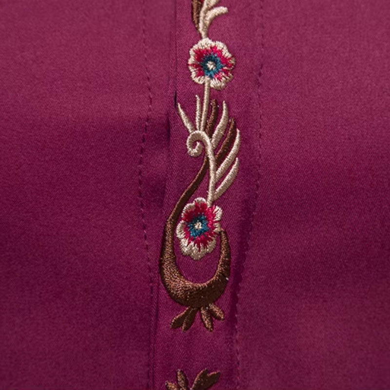 Chemise brodée avec col Mao