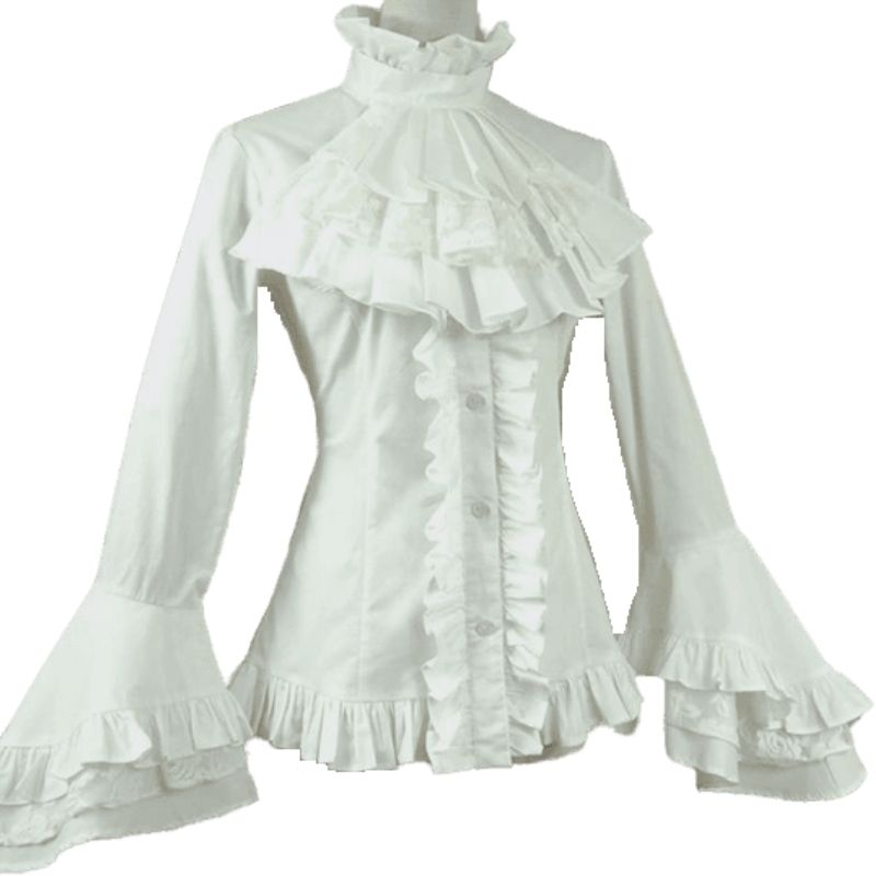 Chemise de style gothique à jabot blanc