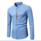 Chemise décorée de broderies avec col Mao